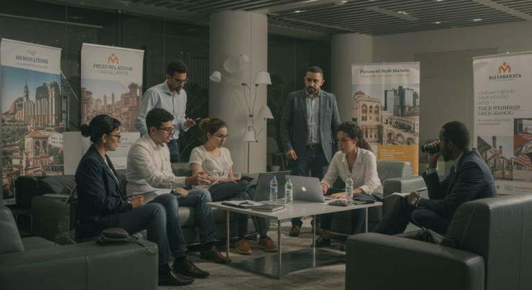 Professional team collaborating during a meeting in the office