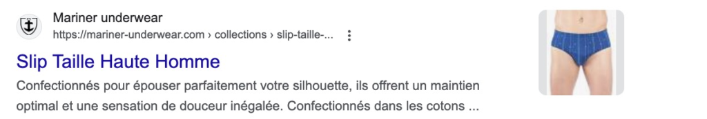 Premier résultat Google pour « slip taille haute homme » : Mariner underwear — « Slip Taille Haute Homme »
