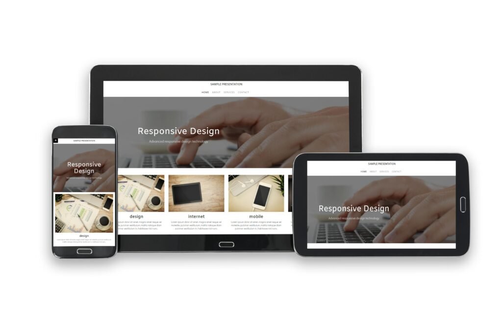 site web design responsive sur ordinateurs de bureau, tablettes et smartphones