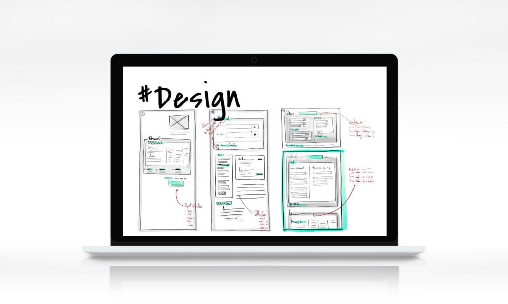 design de maquette site web et wireframe couleurs et typographies