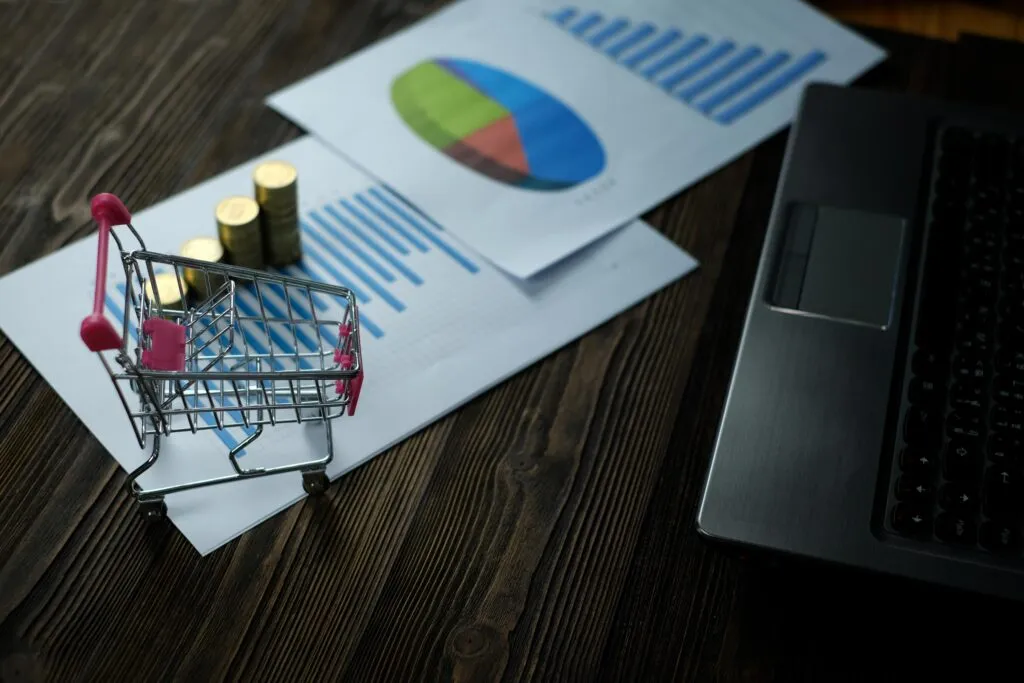 E-commerce Maroc en 2025 : Saisissez les Opportunités et Exploitez les Catégories Gagnantes 8 Un panier et un ordinateur