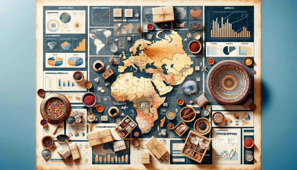 Dropshipping Maroc en 2025 / 2026 : Guide Complet pour Réussir dans le Commerce en Ligne 2 l'analyse de marché pour le dropshipping Maroc, avec une carte du pays, des graphiques et des produits locaux.