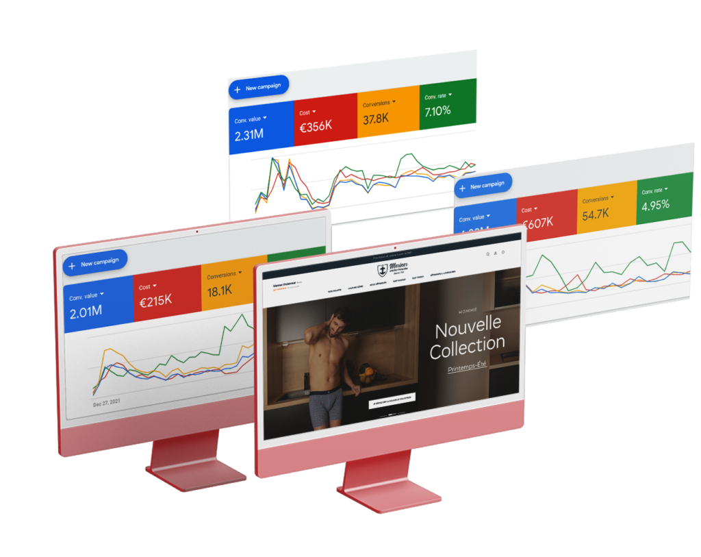 Statistiques Google Ads d'un site e-commerce géré par notre agence web à Marrakech.