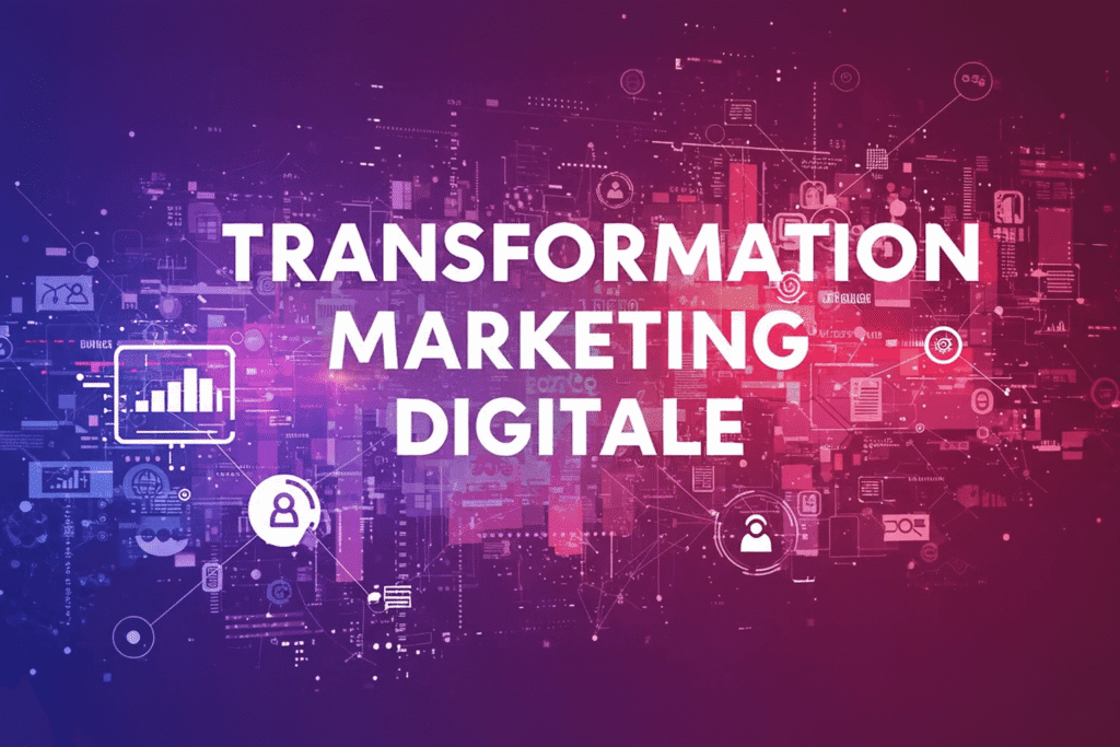 Illustration technologique symbolisant la transformation marketing digitale à Fès, représentant l’intégration des données, de l’automatisation et des outils numériques au service des entreprises locales.