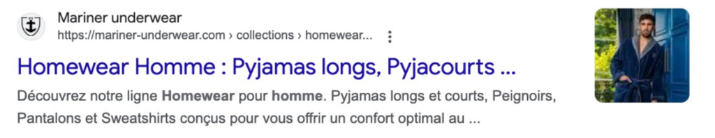 Premier résultat : Mariner underwear, mariner-underwear.com — « Homewear Homme : Pyjamas longs, Pyjacourts »