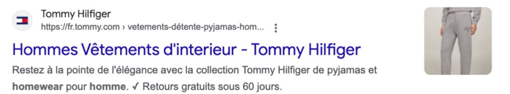 Deuxième résultat : Tommy Hilfiger